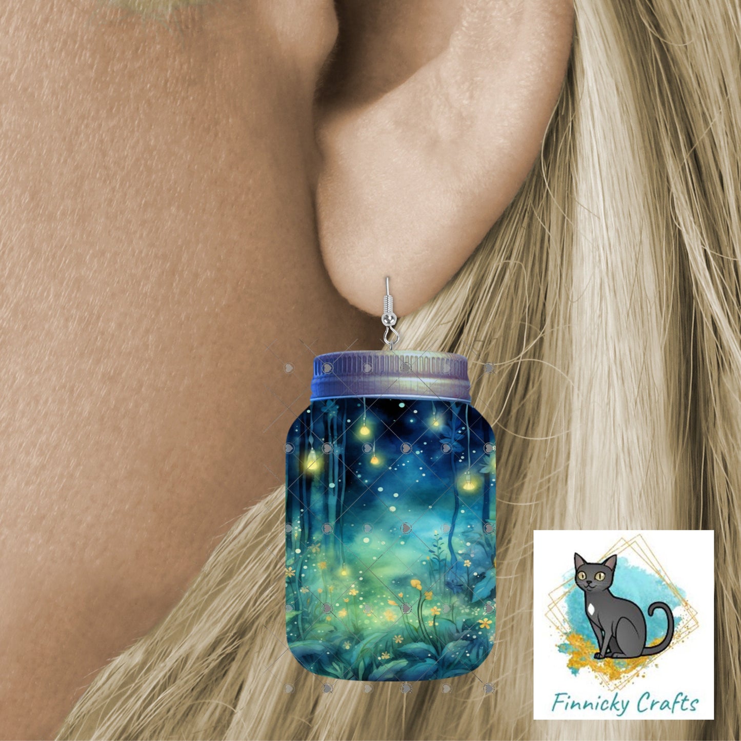 Firefly Mason Jar Sublimation Digital Design Bundle - MDF, Acrylic, Glitter Acrylic - Earrings, Sign, Nightlight, Vent Clip, Beach Bag