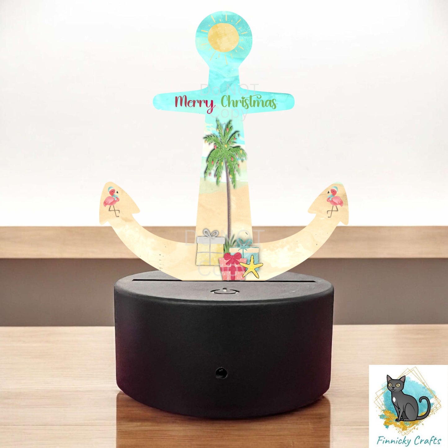 Christmas Beach-themed Anchor light base, Decor, Signs, Sublimation, Digital, PNG Design - With words and without.
