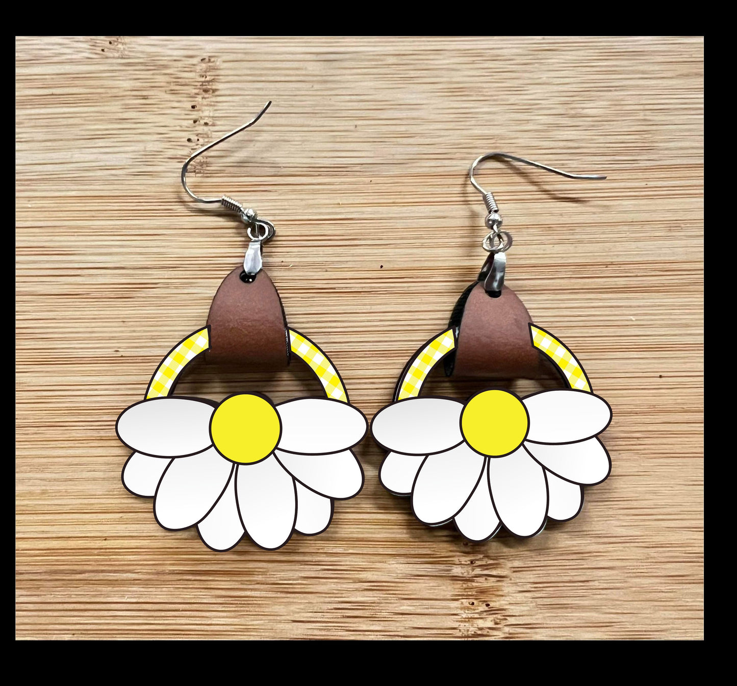 Daisy Open Flower Shape png - Sublimation Designs - Earrings Png - Leather holder