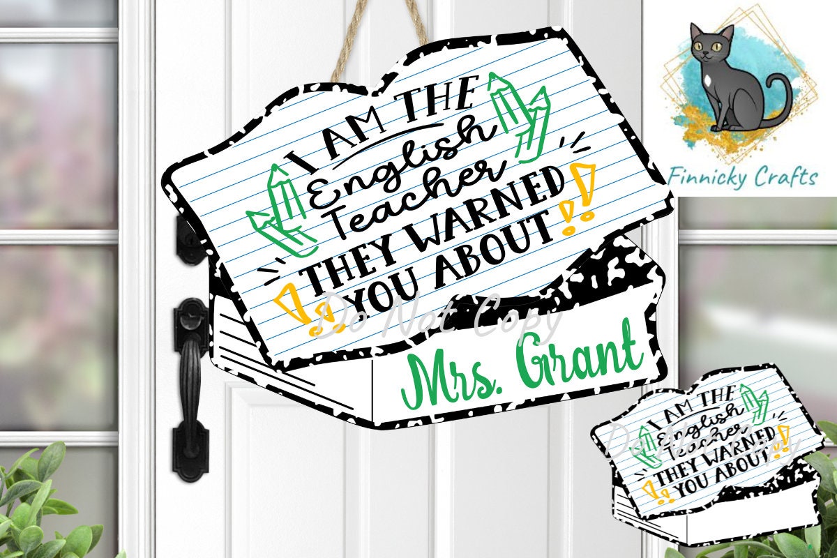 English, Books, Lined paper, plain paper, Teacher, School, PNG, Design, Digital, Sublimation, Door Hanger, Decoration, Gift, Back to School