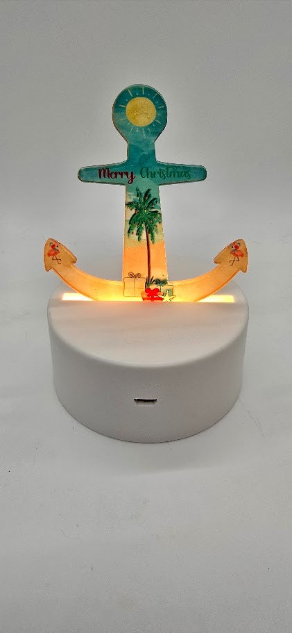 Christmas Beach-themed Anchor light base, Decor, Signs, Sublimation, Digital, PNG Design - With words and without.