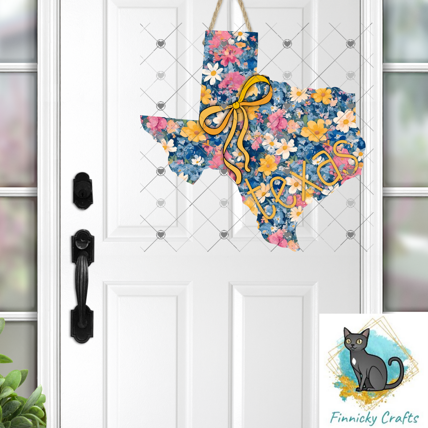Floral Texas State Shape, 2 versions, Sublimation, PNG, Digital Download, Door Hanger, Ornament