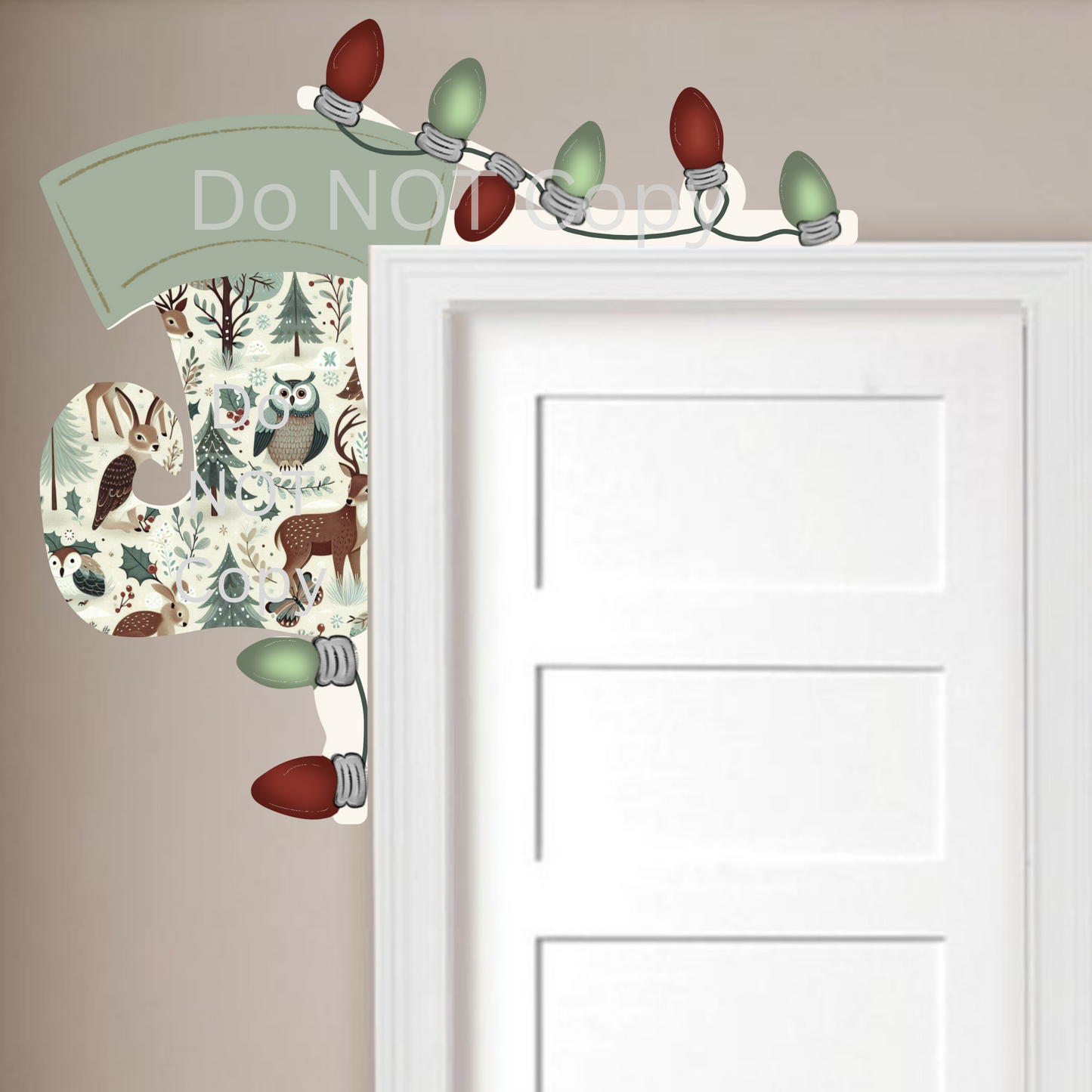 Elf Stocking Woodland Animals Lights Corner Sitter