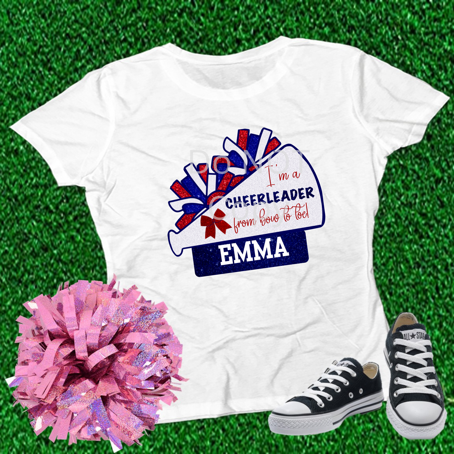 Cheer - Add Personalization- cheerleader from bow to toe Christmas Ornament Digital File - Add name, mascot, school