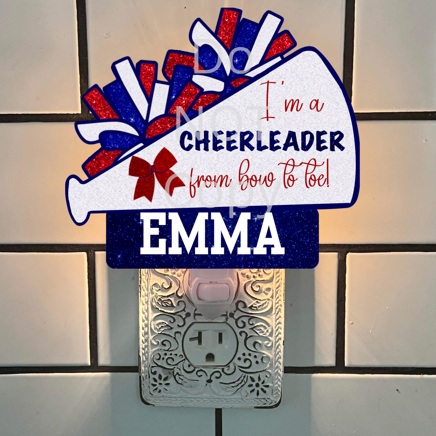 Cheer - Add Personalization- cheerleader from bow to toe Christmas Ornament Digital File - Add name, mascot, school
