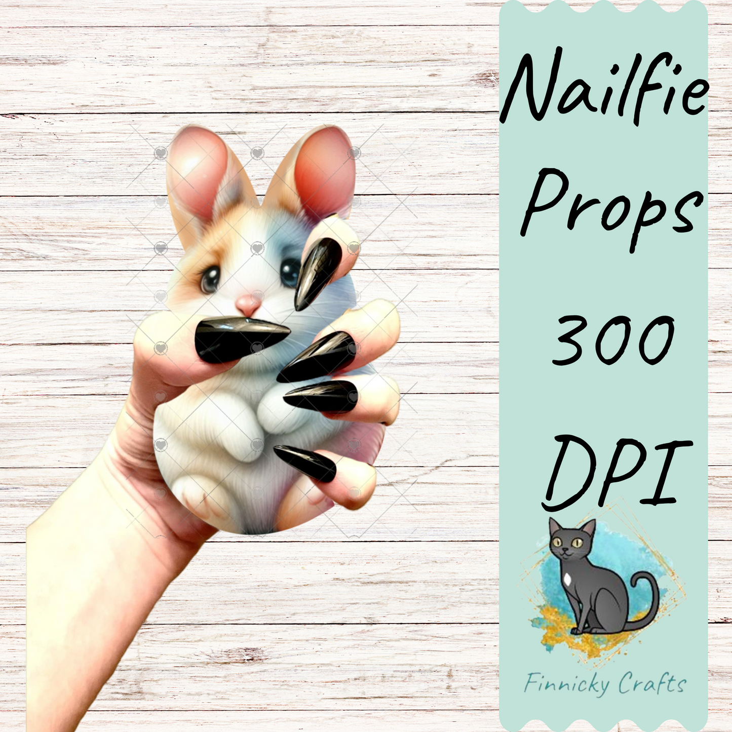 Dollar Deals - Bunny Corner Sitter, Bunny Nailfie, White Bunny Top Hat Digital Design- PNG