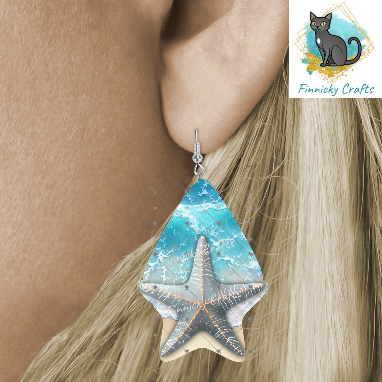 Star Teardrop Earrings Bundle Sublimation, Digital, PNG, Design, Download, Beach, Starfish