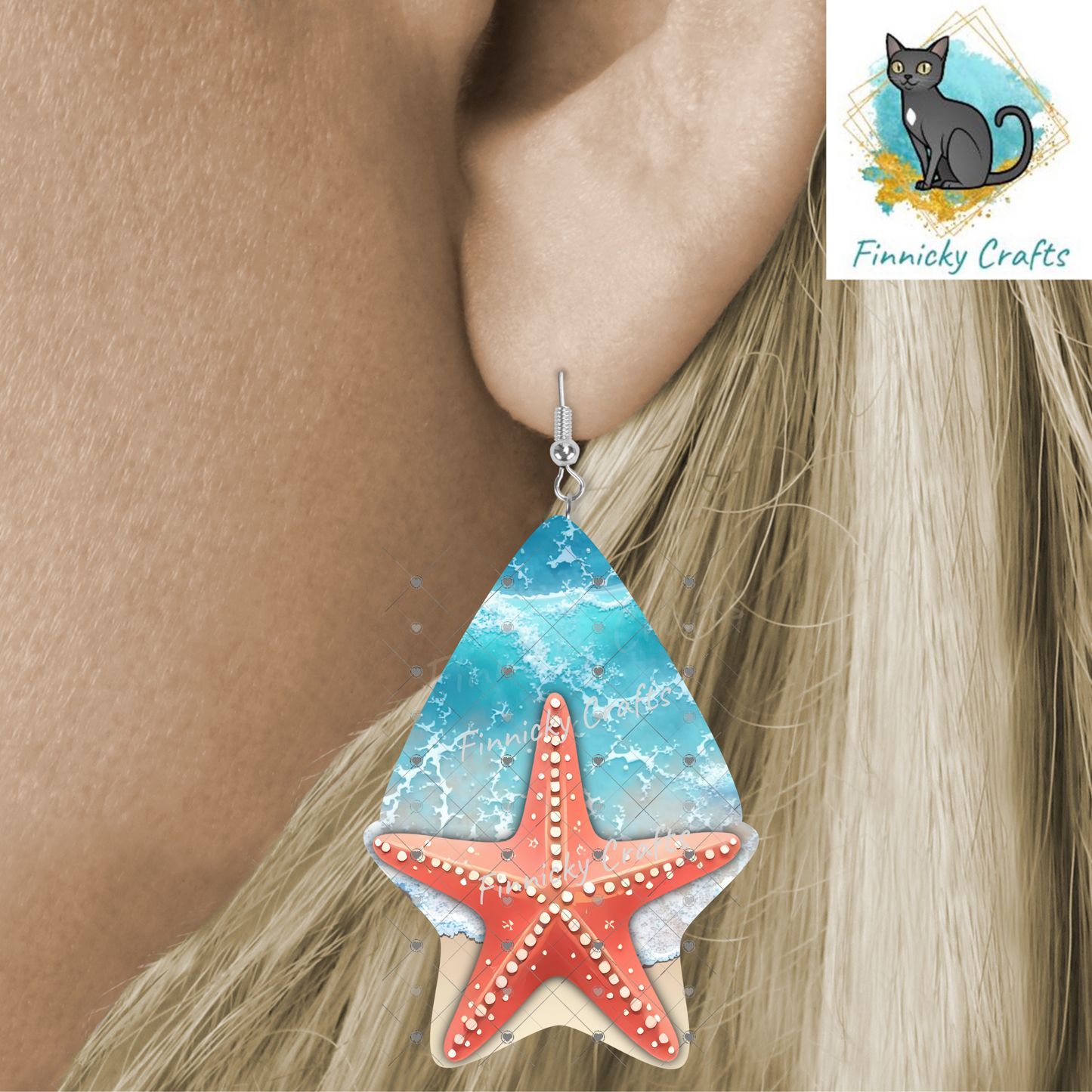 Star Teardrop Earrings Bundle Sublimation, Digital, PNG, Design, Download, Beach, Starfish