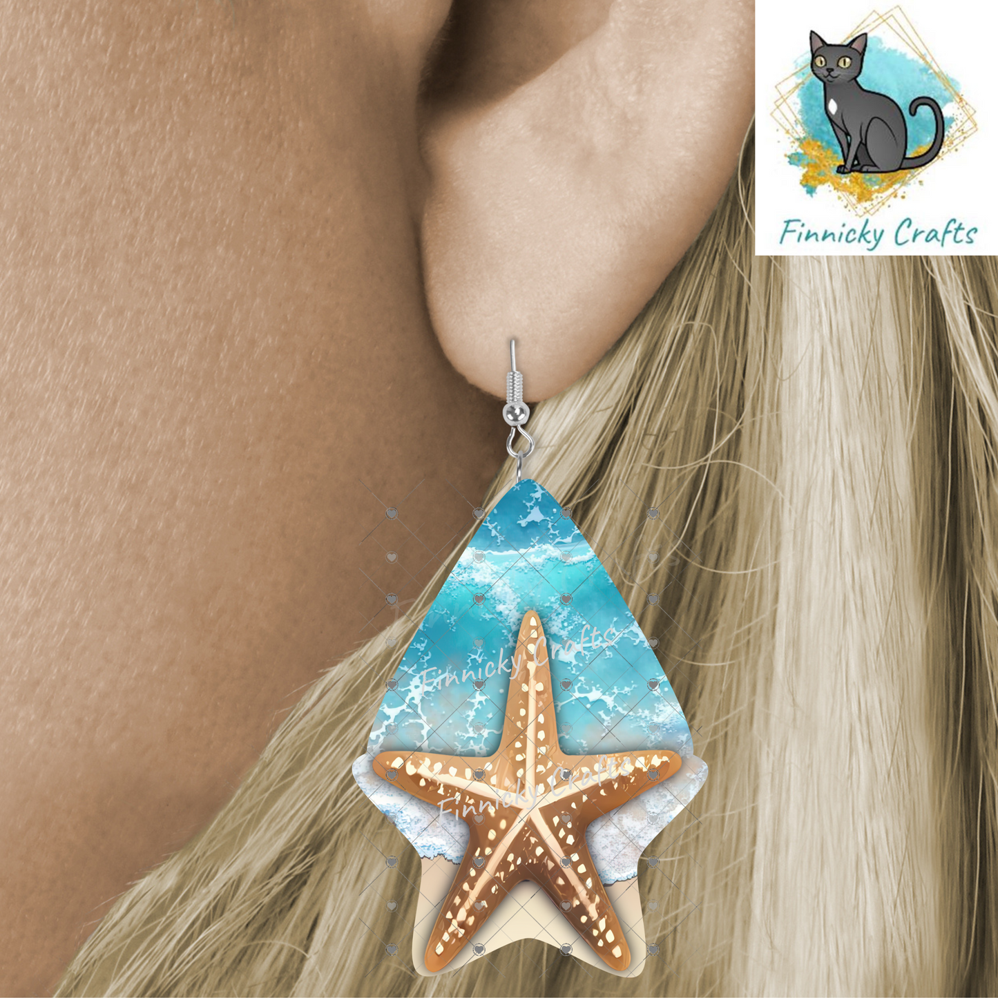 Star Teardrop Earrings Bundle Sublimation, Digital, PNG, Design, Download, Beach, Starfish