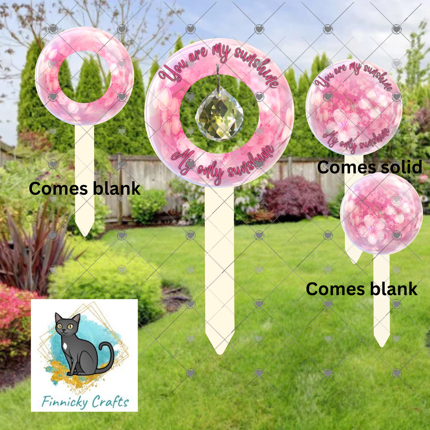 Cherry Blossom Round Garden Stake, garden decor, Sublimation, Design, Summer, MDF, Acrylic, Crystal