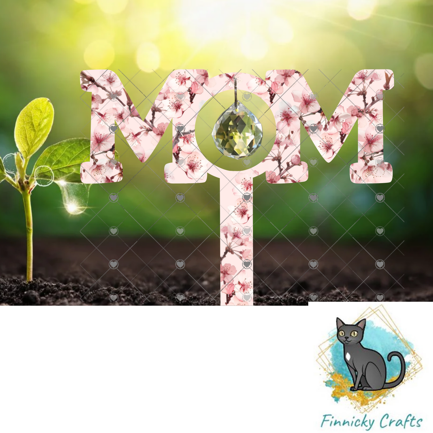 Cherry Blossom Mom Garden Stake, garden decor, Sublimation, Design, Summer, MDF, Acrylic, Crystal