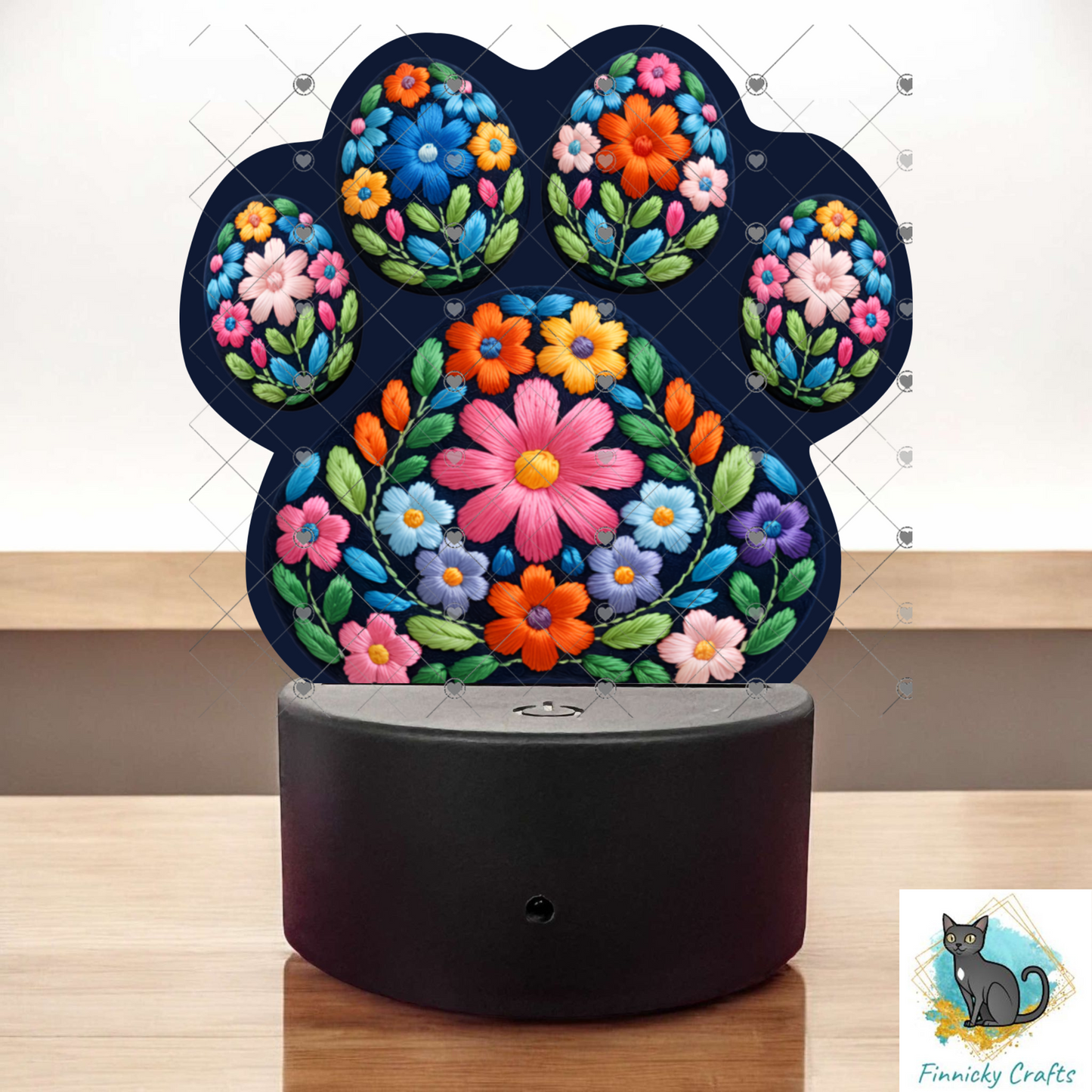 Paws for dogs-cats, Customizable (Add words, names), Light Base, Digital, Decor, suncatcher, night light