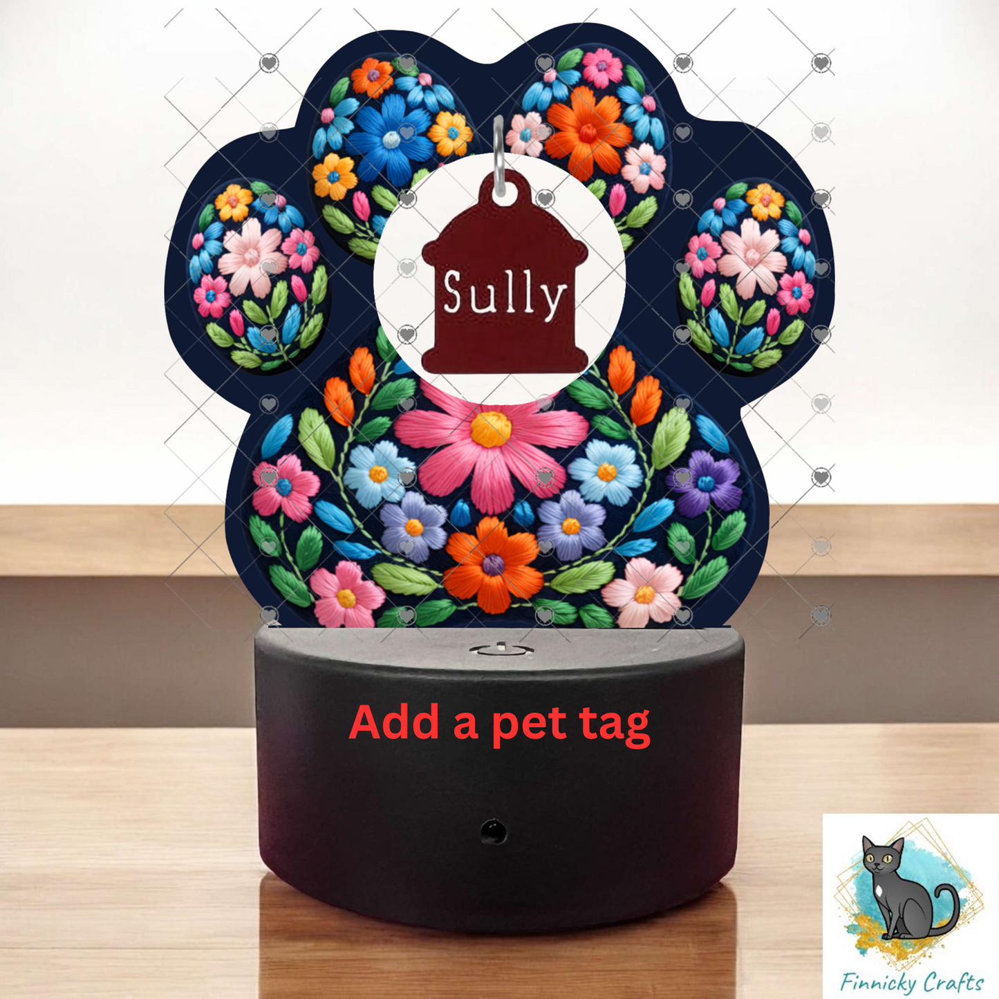Paws for dogs-cats, Customizable (Add words, names), Light Base, Digital, Decor, suncatcher, night light