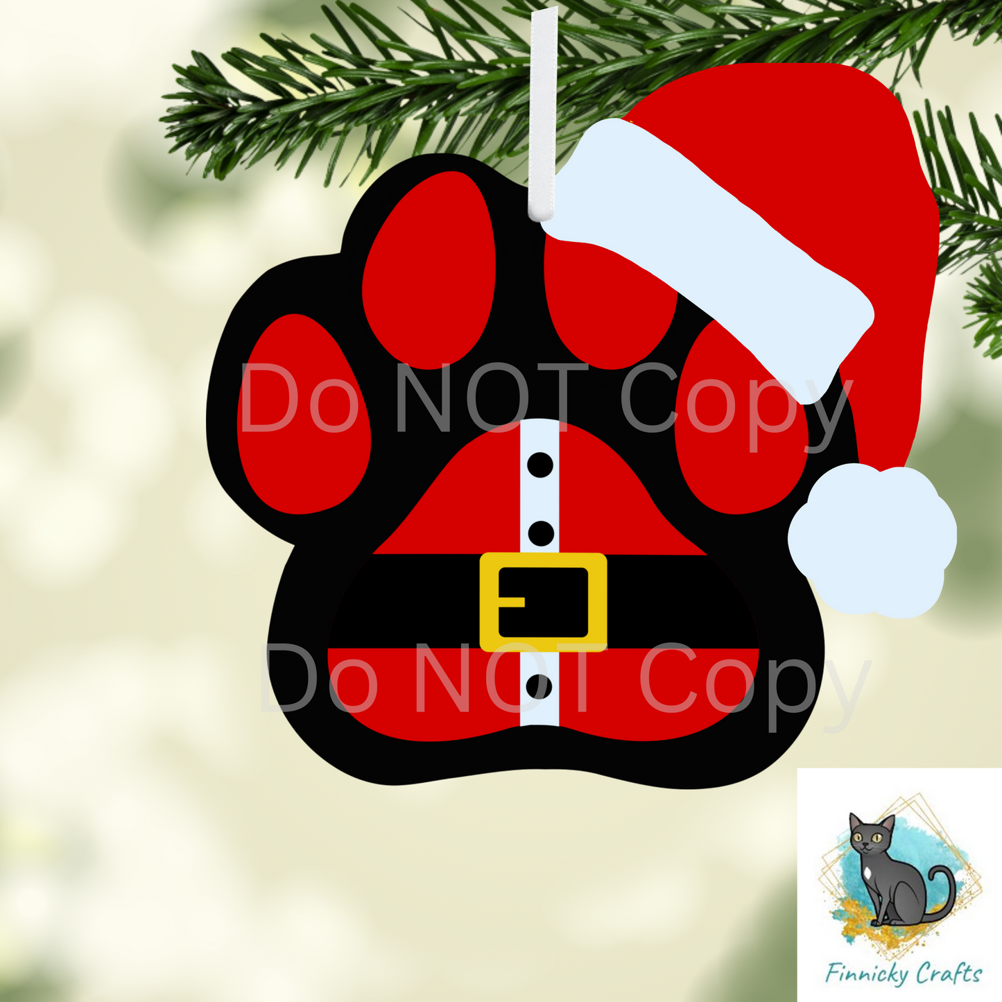 Santa Paws, Customizable (Add words, names), Light Base, Digital, Decor, suncatcher, night light, ornament, earrings