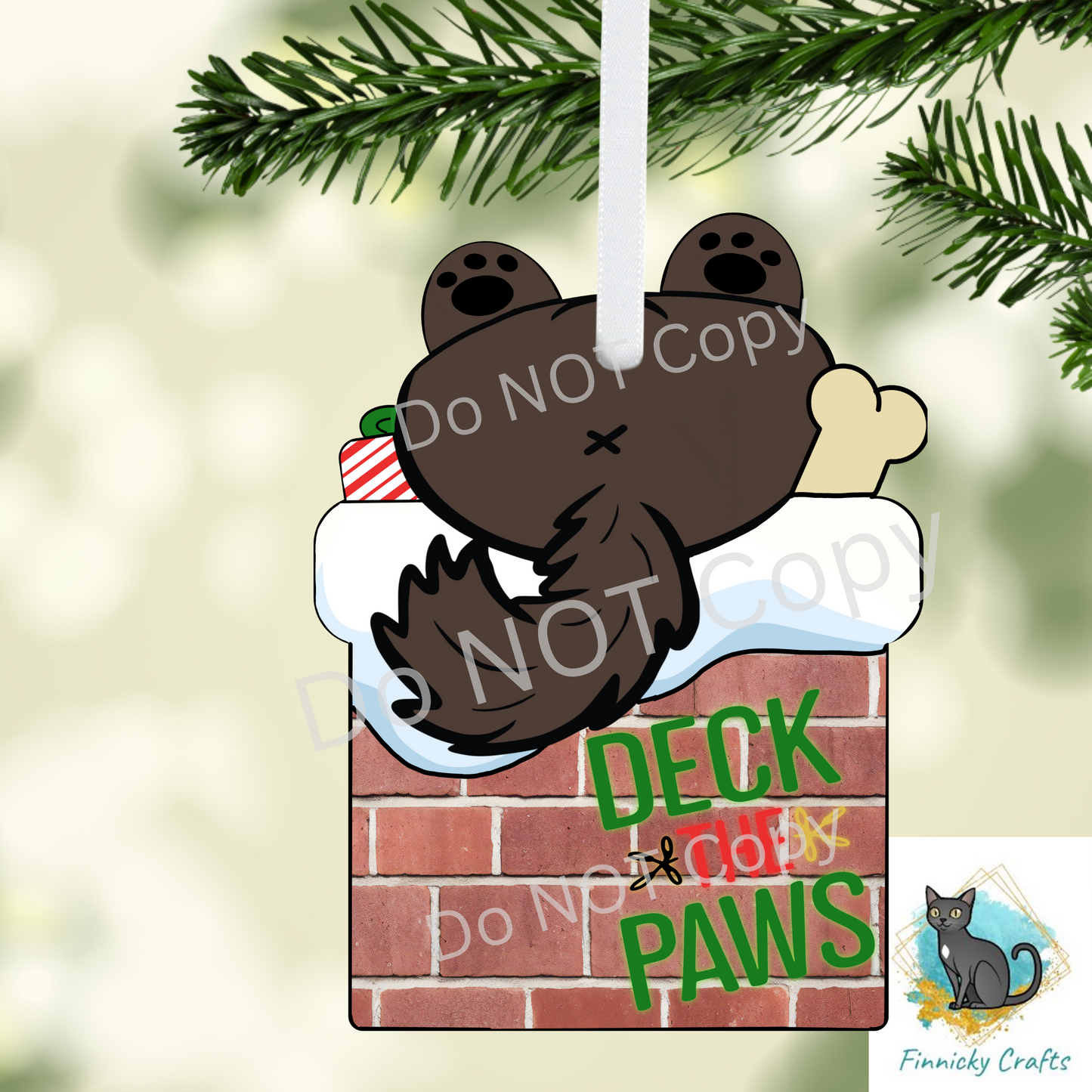 Upside Down Dog in Chimney Christmas Ornament png, earrings, sign, DTF