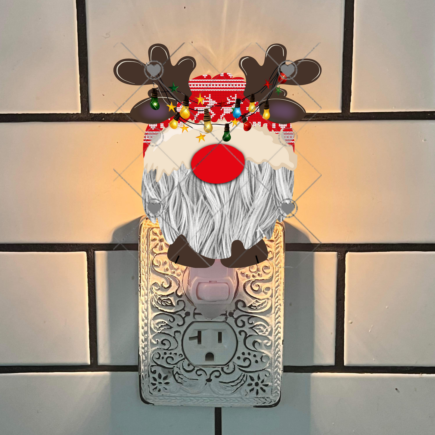 Reindeer Gnome Christmas Design png, Sign, Earrings, Night Light, Light Base, Ornament