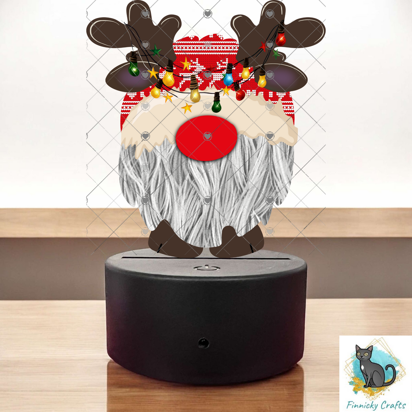 Reindeer Gnome Christmas Design png, Sign, Earrings, Night Light, Light Base, Ornament