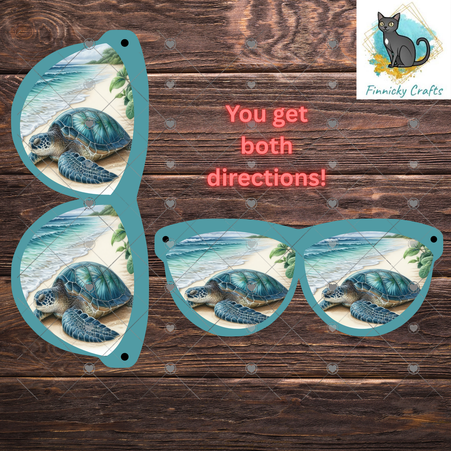 Sunglasses Shaped Earrings, Turtle, Beach, Starfish, PNG, Sublimation Design, Digital Download