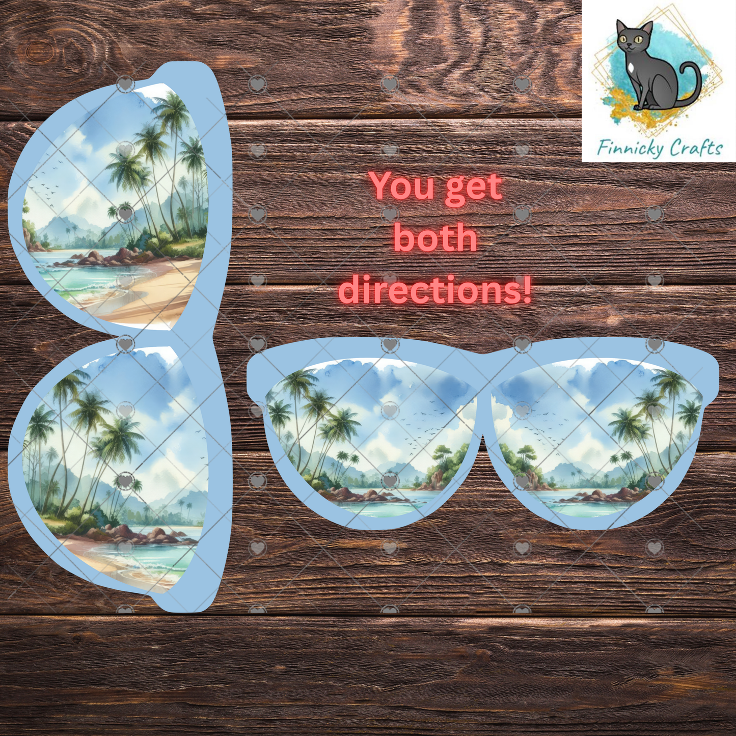 Sunglasses Shaped Earrings, Turtle, Beach, Starfish, PNG, Sublimation Design, Digital Download