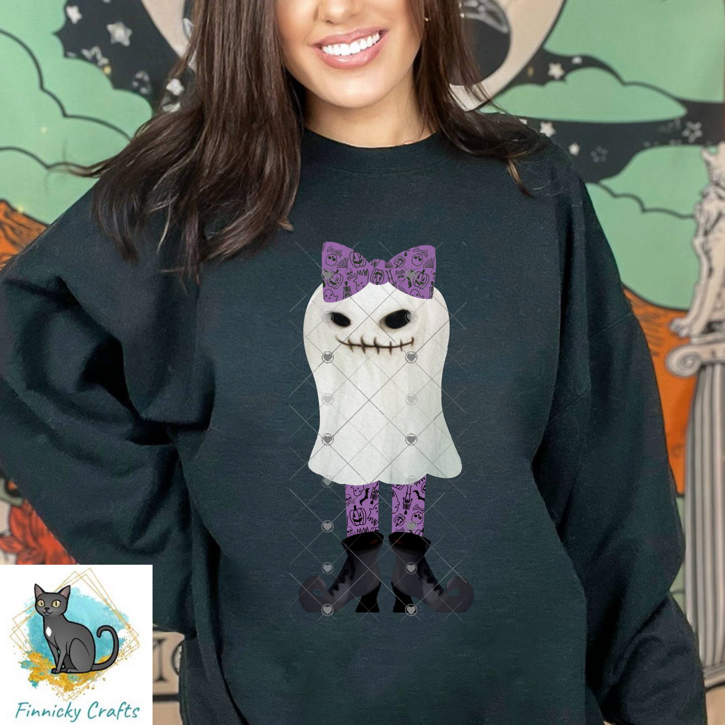 Ghost with legs bundle - Sublimation Design - cat, spooky, earrings, Halloween