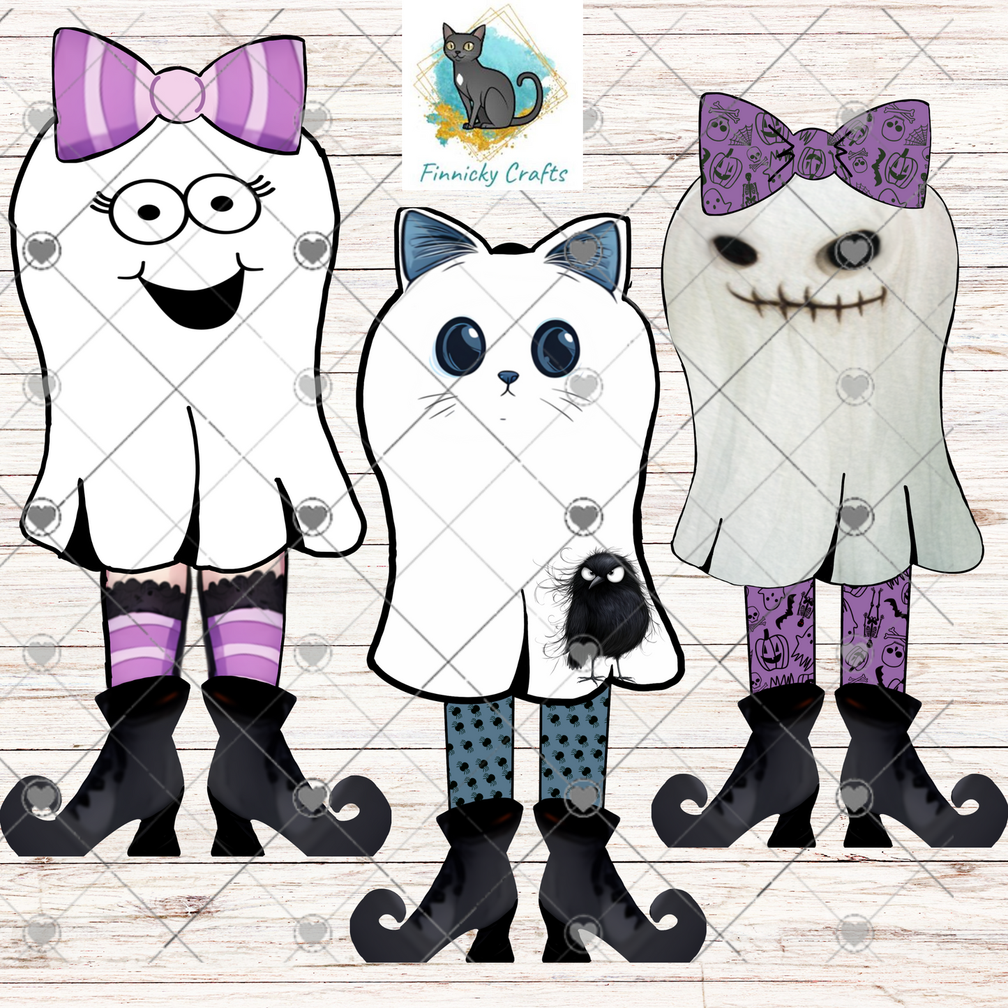 Ghost with legs bundle - Sublimation Design - cat, spooky, earrings, Halloween