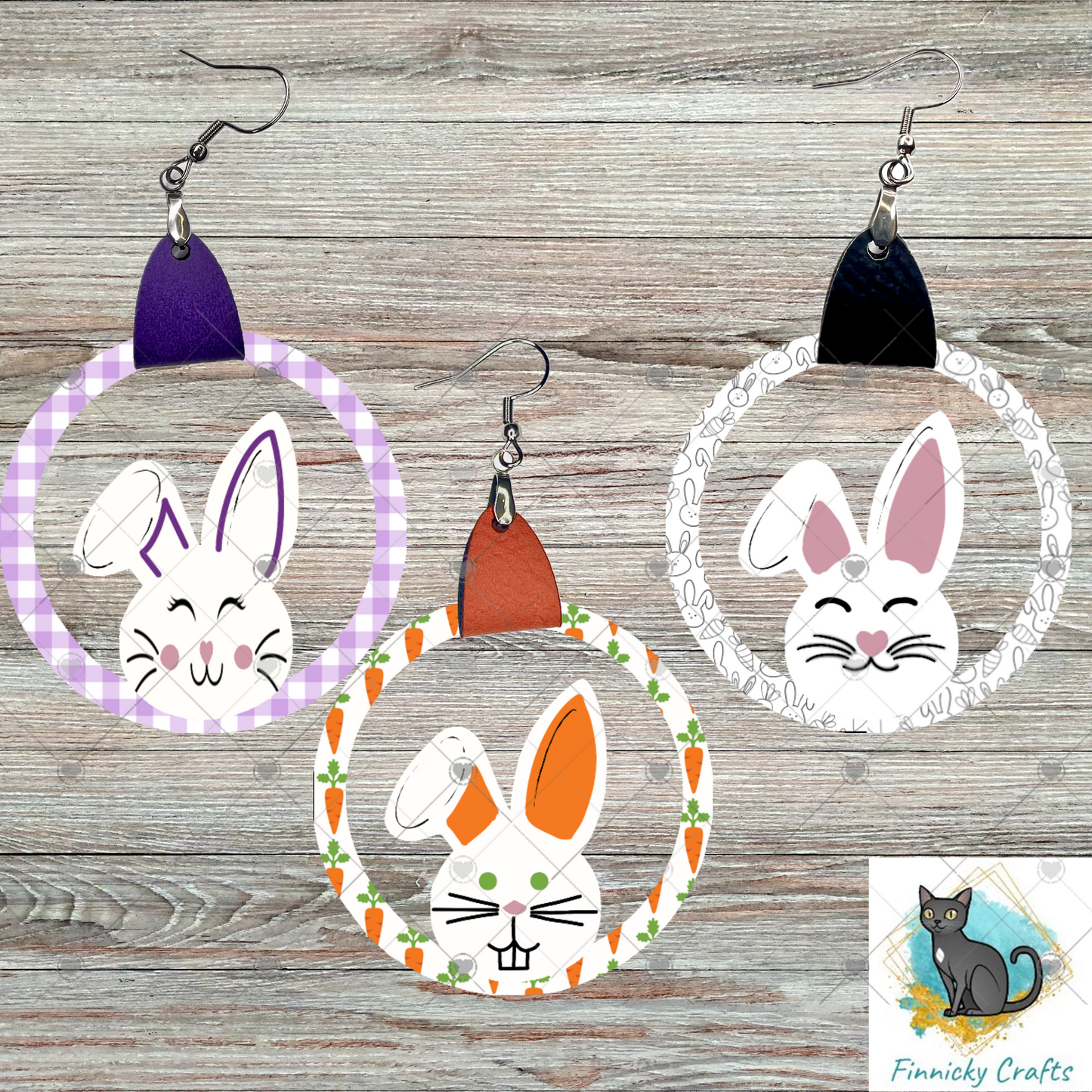 Leather Bunny Bundle, Sublimation, Digital, PNG Design, Download for Earrings