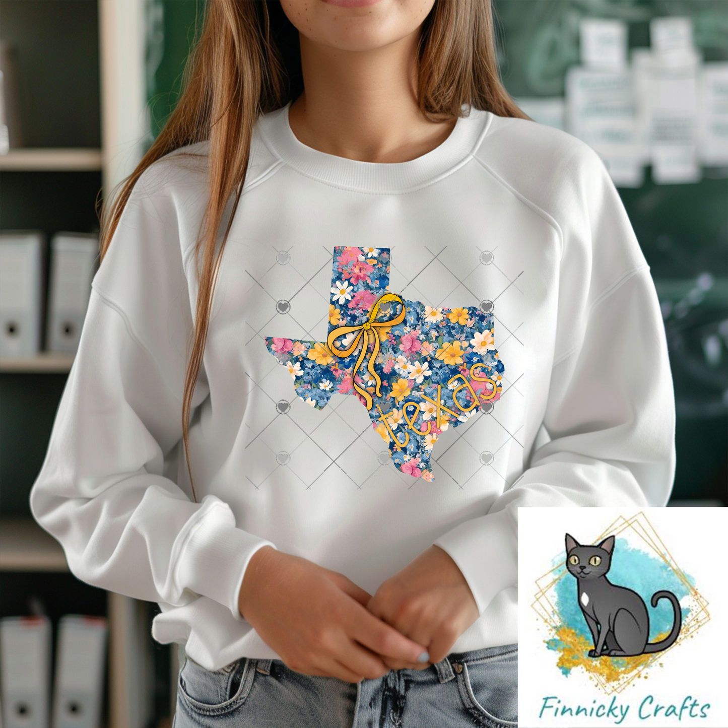 Floral Texas State Shape, 2 versions, Sublimation, PNG, Digital Download, Door Hanger, Ornament