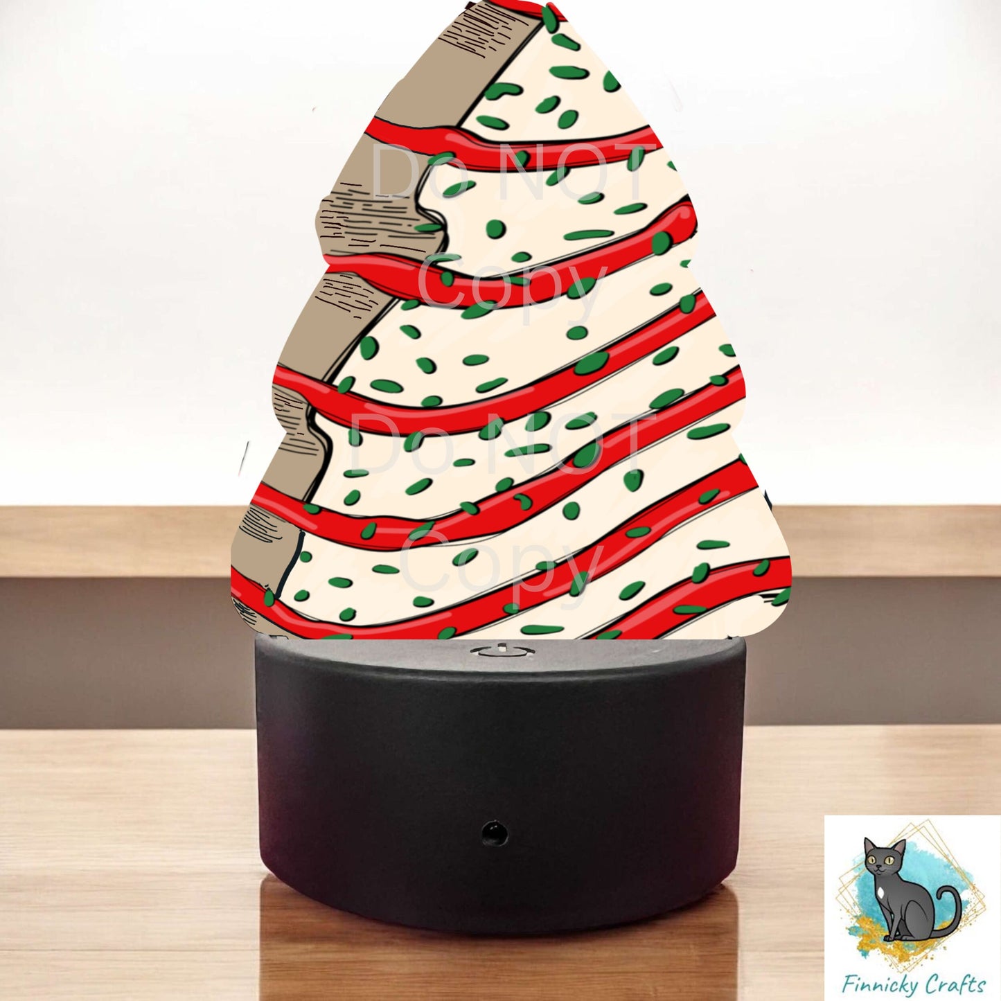 Snack Cake, Chubby Christmas Tree Light Base Acrylic, Sign, Sublimation, Digital, PNG, Design, Acrylic, Nightlight
