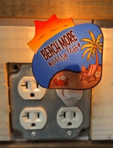 Sublimation Design, Beach More Worry Less - Sun Pool Blank - Beach Bag, Night light, Sign, Suncatcher, Car Vent, Earrings, Digital Download