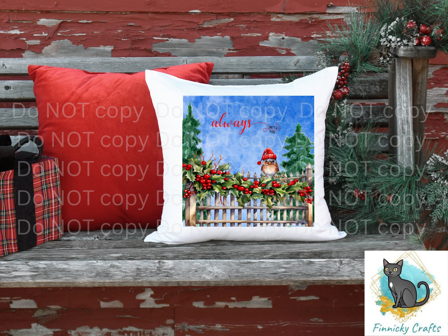 Always with you, Square Christmas Sign PNG, Digital Download for Sublimation, Door Hanger, Earrings, Ornament, Badge Reel, Keyring