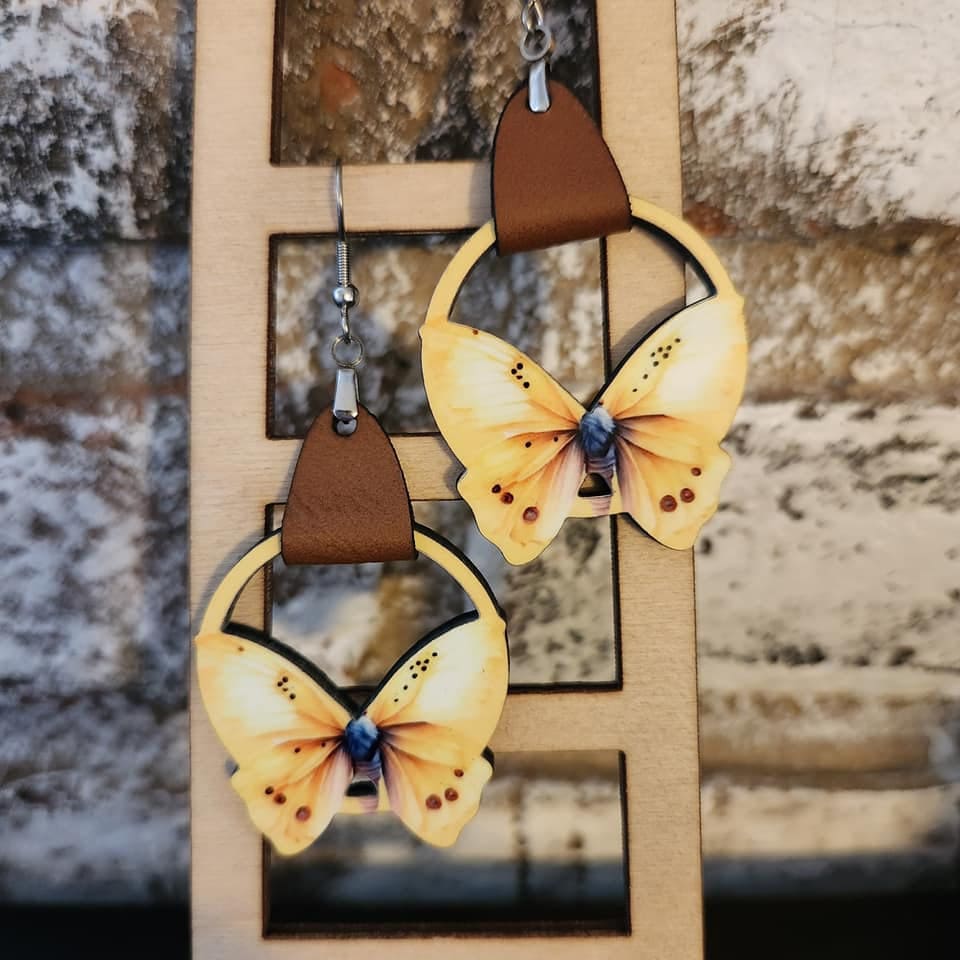 Leather Butterfly Earring PNG, Spring Earring Design, Sublimation Leather Earring.