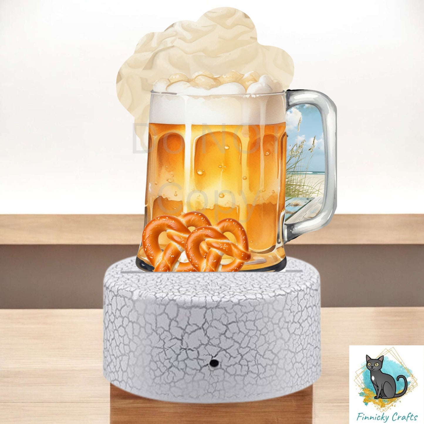 Light beer Stein, light base Sublimation Design, acrylic