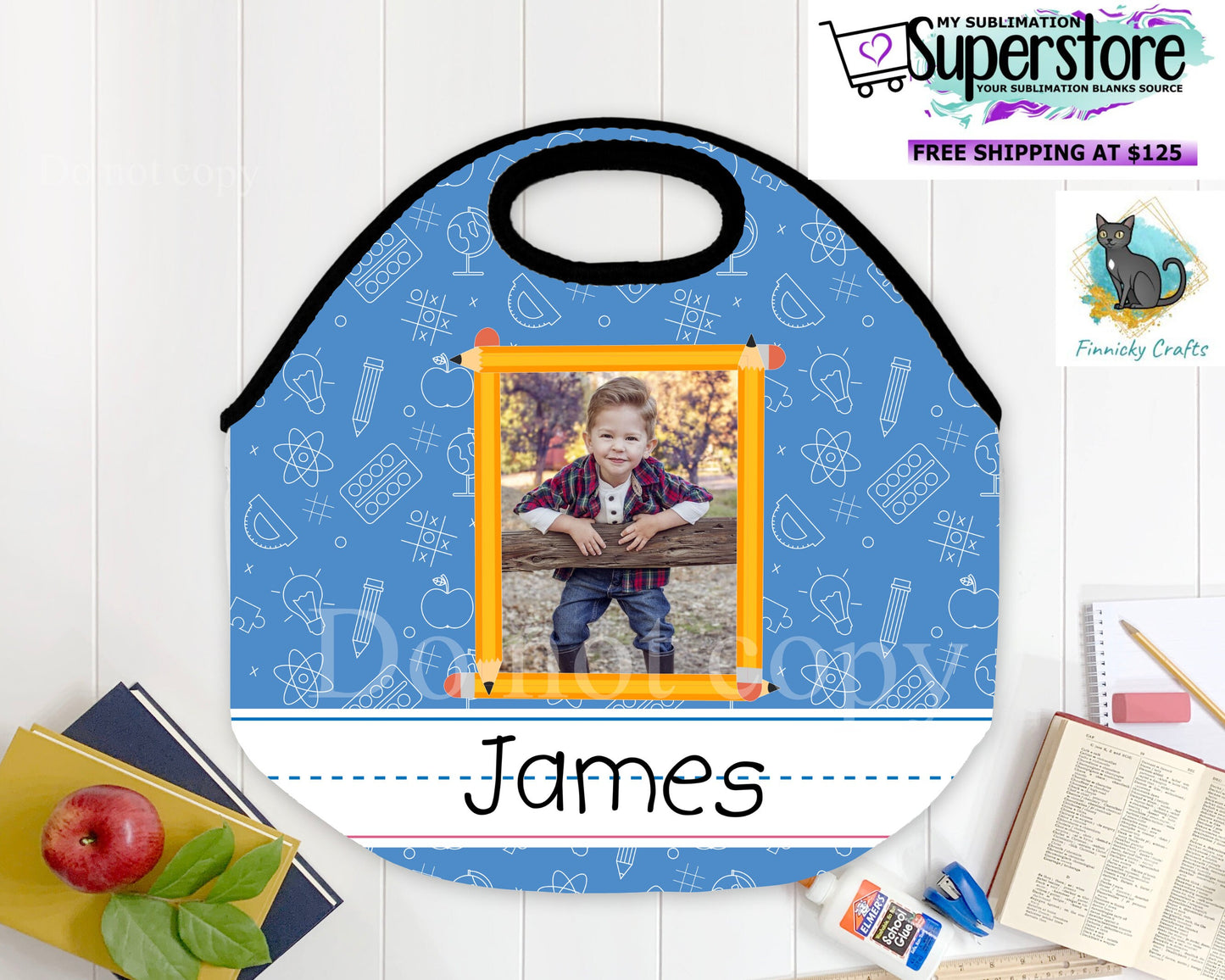Lunch bag png, Tumbler png, Neoprene, school, customizable, straight tumbler wrap, sublimation, png