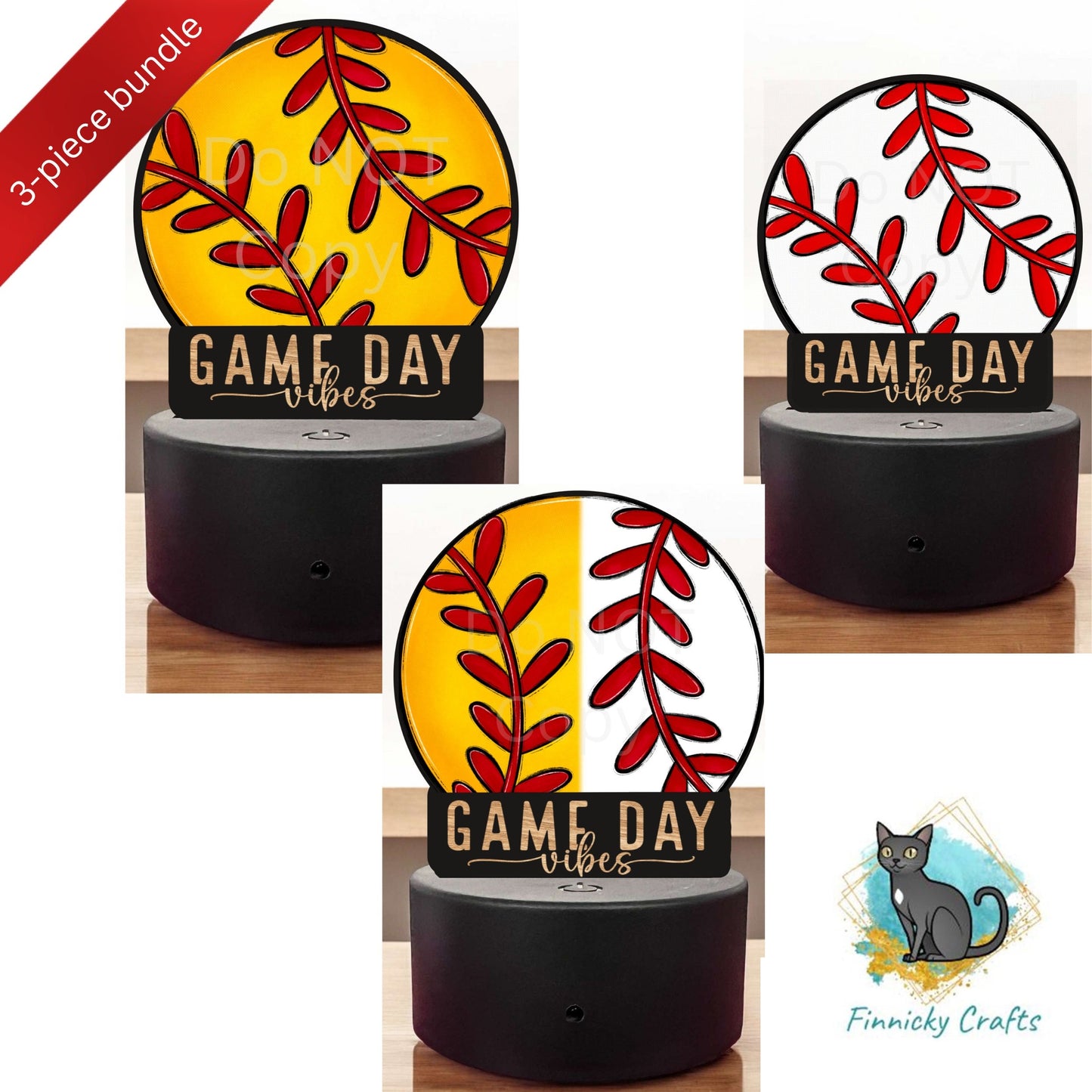 Baseball, Softball, Baseball/Softball Combo, Bundle - Sublimation Designs - Acrylic Light Base - Sports Decor - Game Day Vibes - Night Light