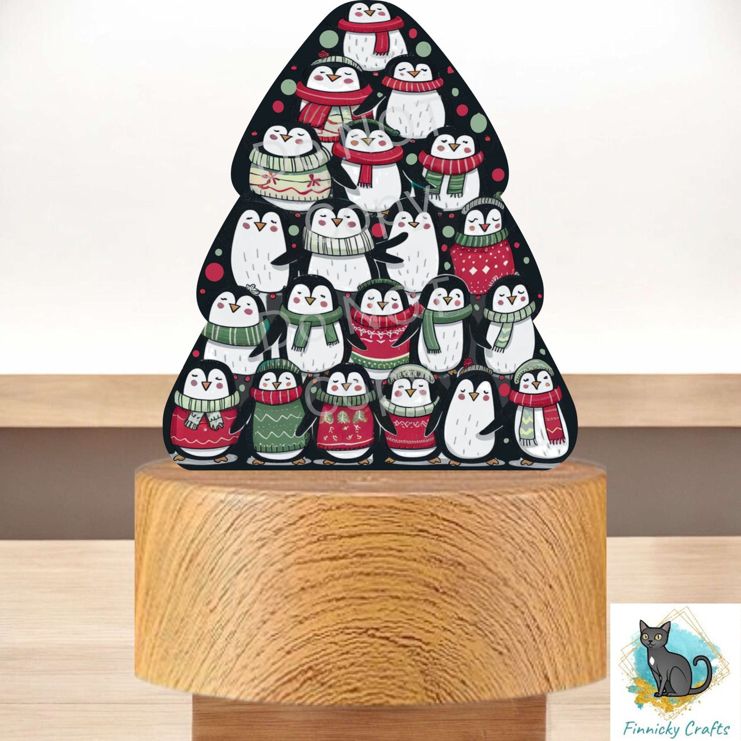Penguins Chubby Tree, Christmas Sign PNG, Digital Download, Sublimation, Decor, Light Base