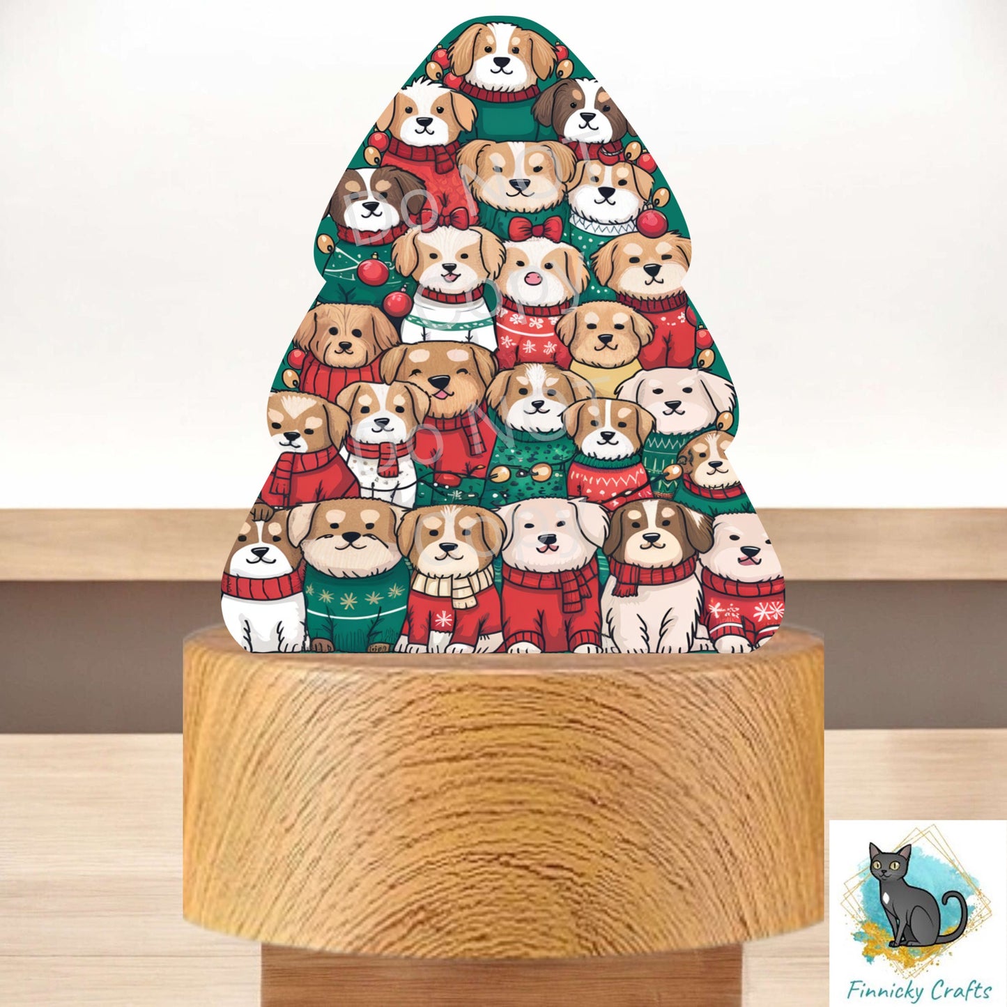 Dogs Chubby Tree, Christmas Sign PNG, Digital Download, Sublimation, Decor, Light Base