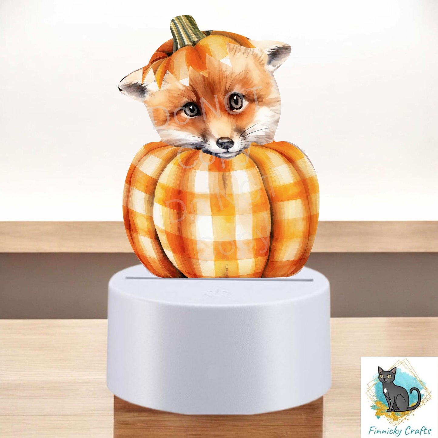 Fox in Pumpkin png - Sublimation Designs - Acrylic Light Base - Halloween Decor - Plaid Pumpkin, Night Light
