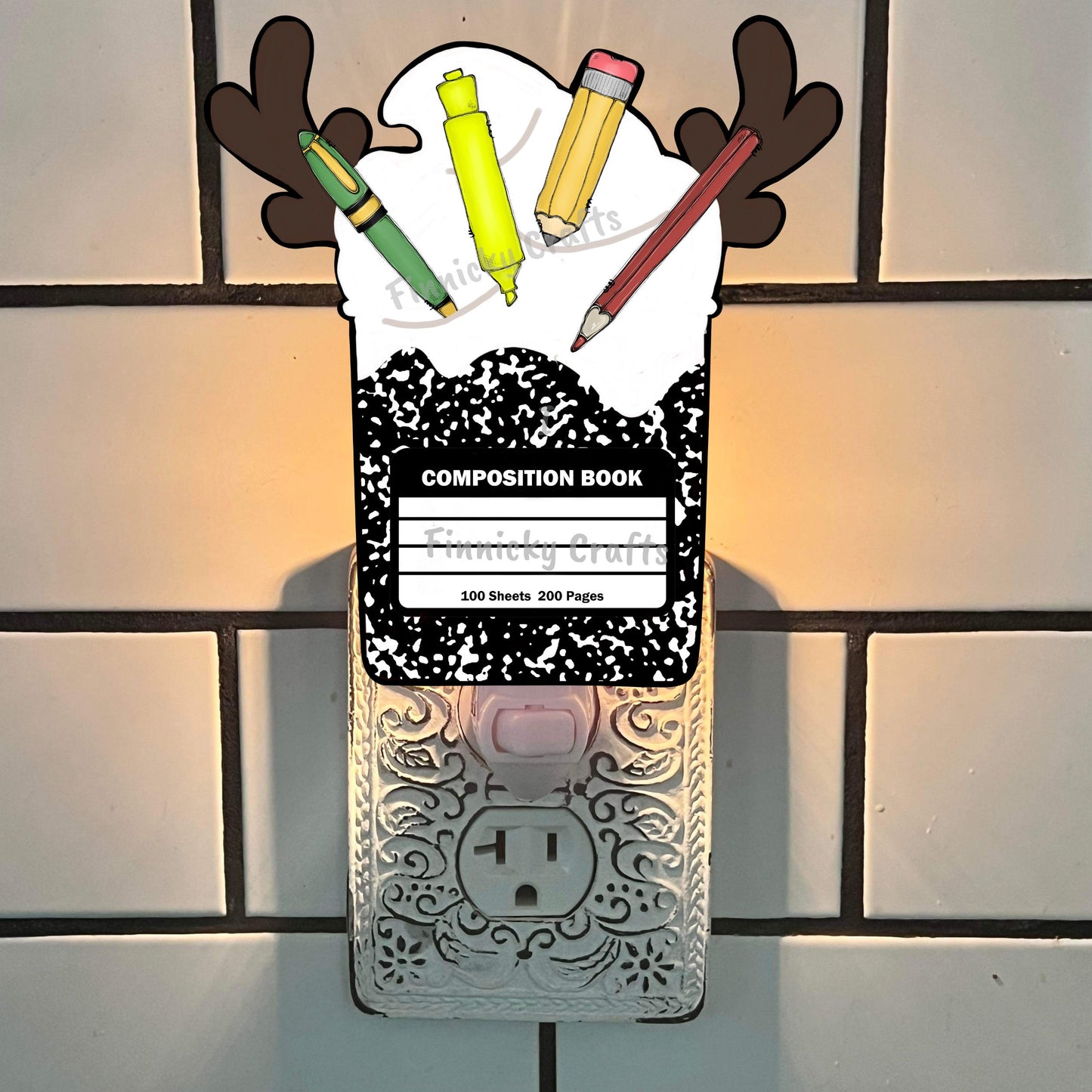 Teacher Reindeer Coffee - Christmas Customizable Ornament, Composition book, Nightlight, Sublimation, Digital, PNG, Download, MDF & Acrylic