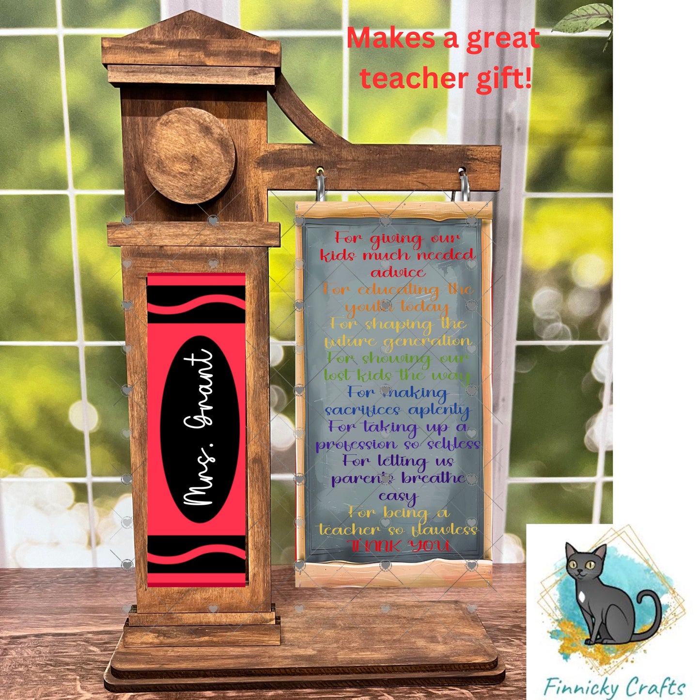 2 Piece Customizable Teacher Appreciation Sign, Pencil, 6 crayon colors, Sublimation, Digital, PNG, Design, Download, Interchangeable