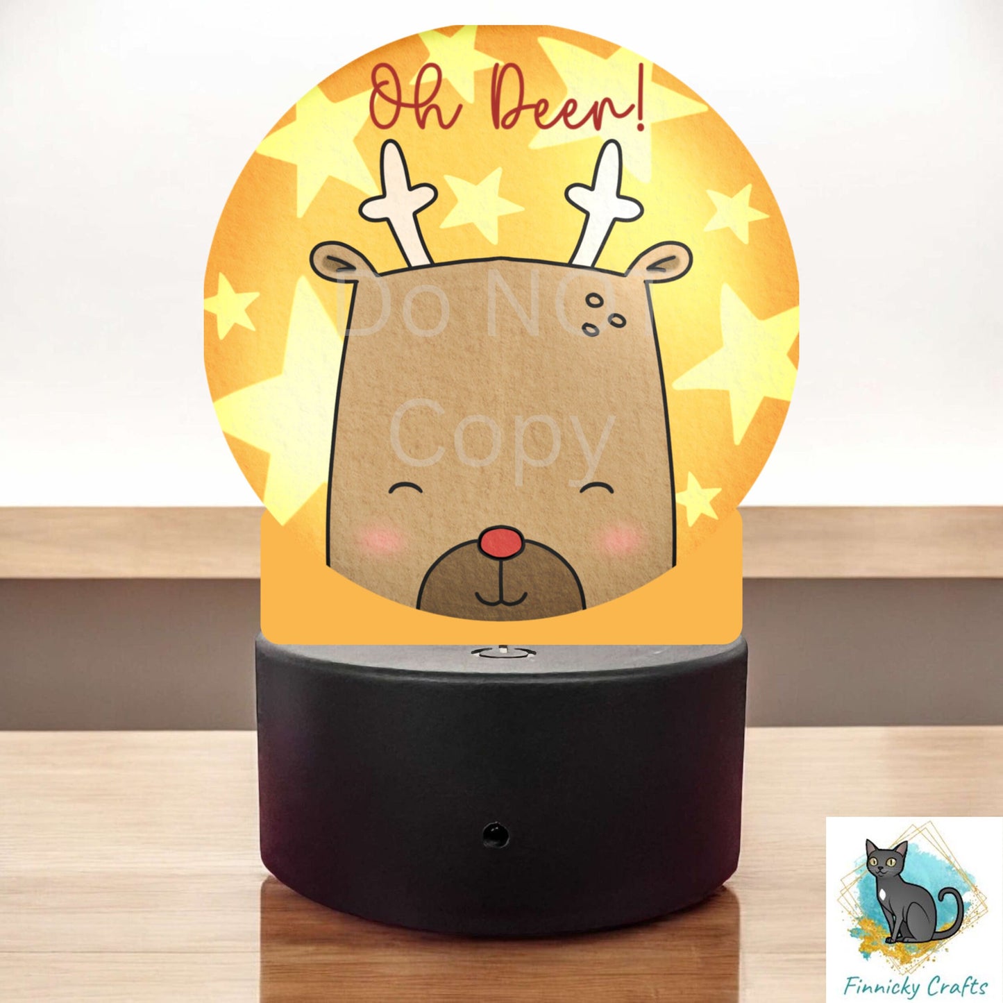 Cute Reindeer, Oh Deer, Round Light Base Acrylic, Sign, Sublimation, Digital, PNG, Design, Acrylic, Nightlight
