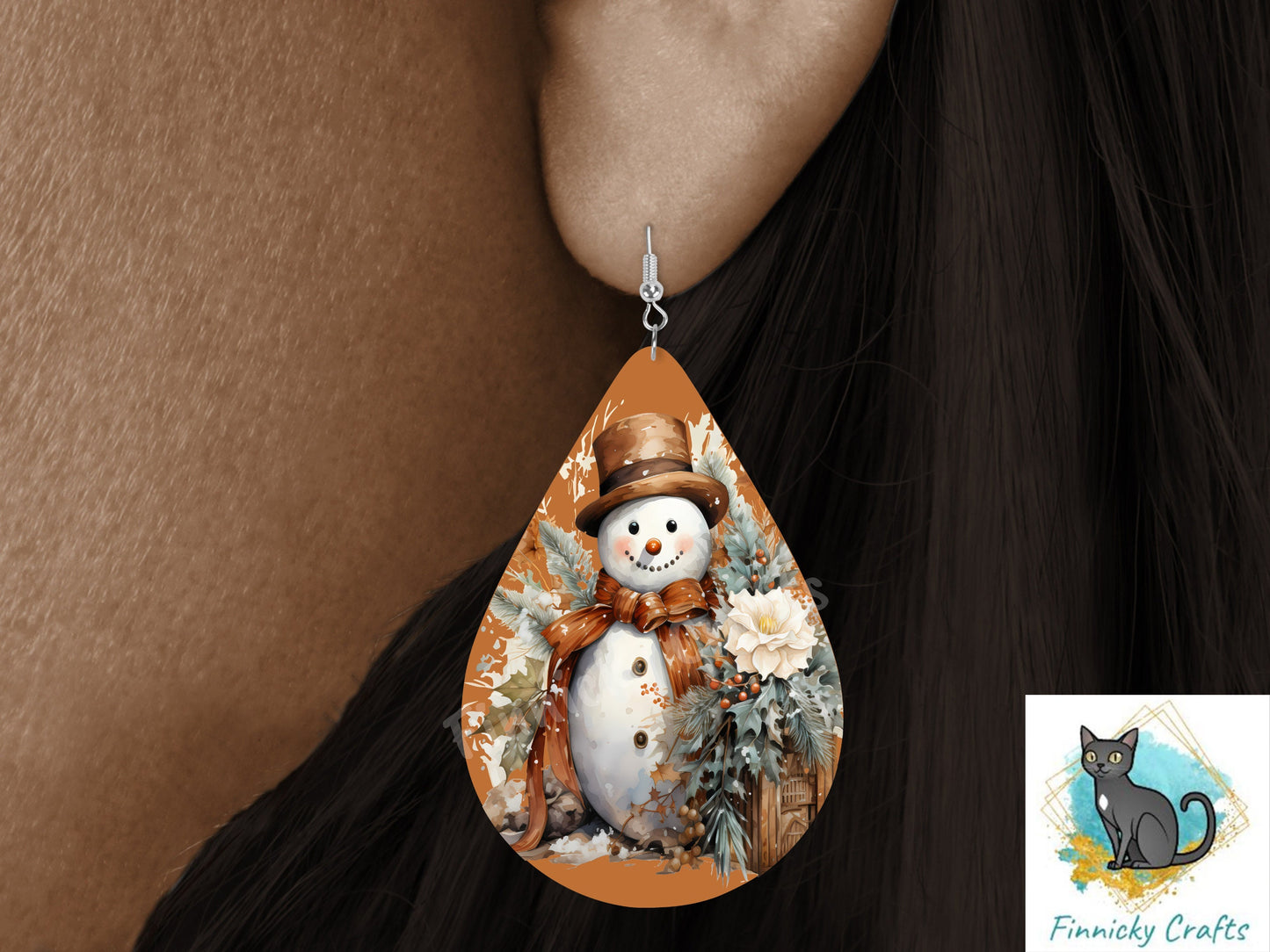 Brown Snowman Teardrop Bundle, Sublimation, Digital, PNG Design, Download for Earrings