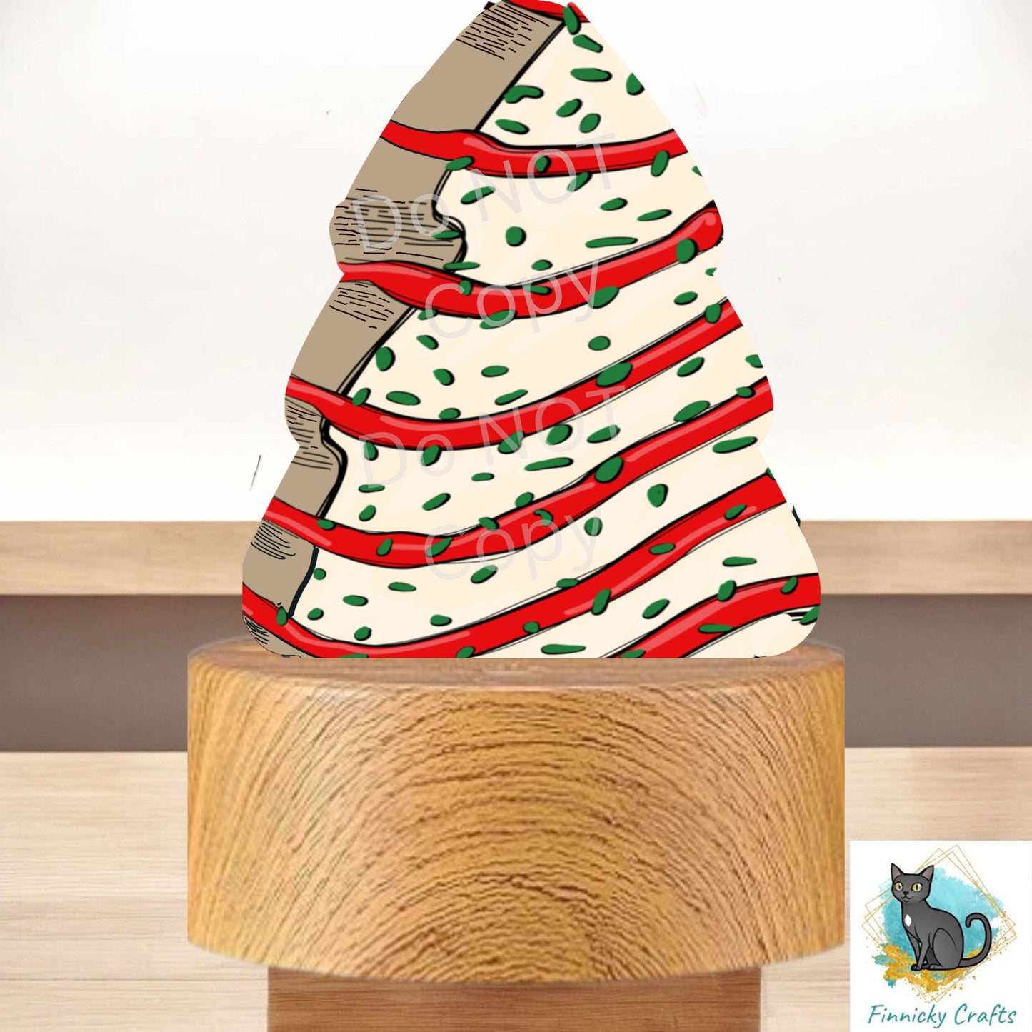 Snack Cake, Chubby Christmas Tree Light Base Acrylic, Sign, Sublimation, Digital, PNG, Design, Acrylic, Nightlight