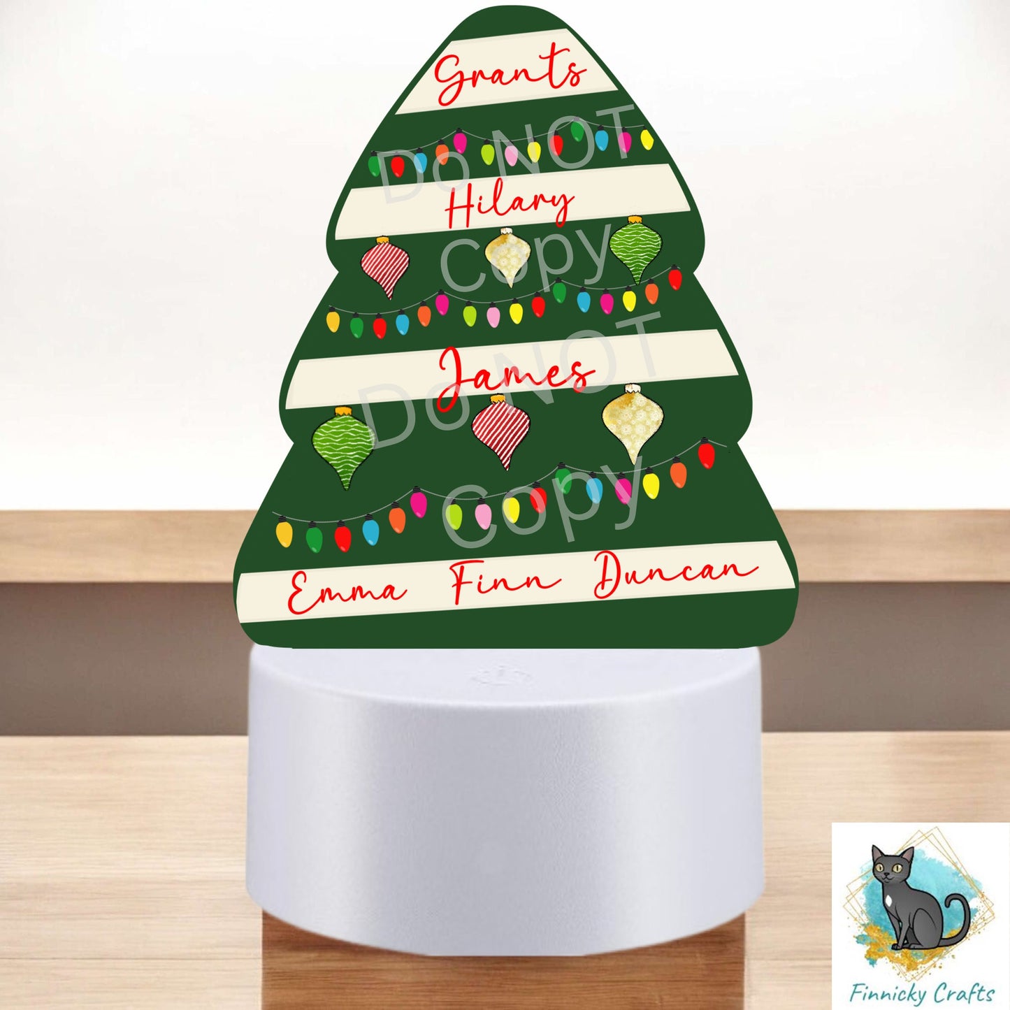 Personalizable Chubby Christmas Tree - light base, night light - Christmas Ornament Digital File, Acrylic, DTF
