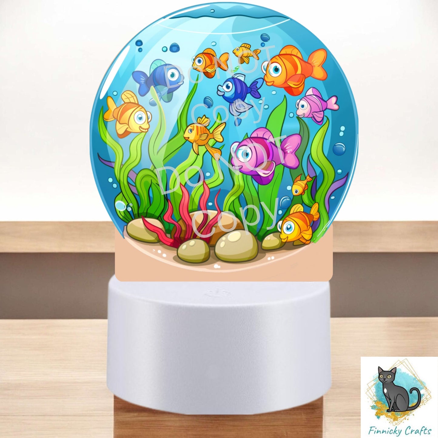 Fish Bowl, Round Light Base Acrylic, Decor, Sublimation, Digital, PNG, Design, Acrylic, Nightlight