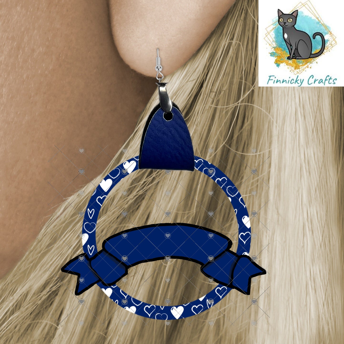 Customizable and Hope Leather Ribbon Earrings PNG, Earring Design, Sublimation Leather Earring.