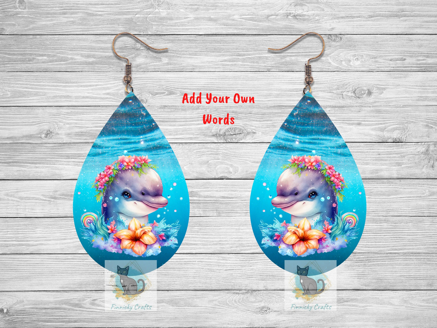 Customizable Dolphin Teardrop Shape png - Earrings Png - Dolphin Download - Sublimation