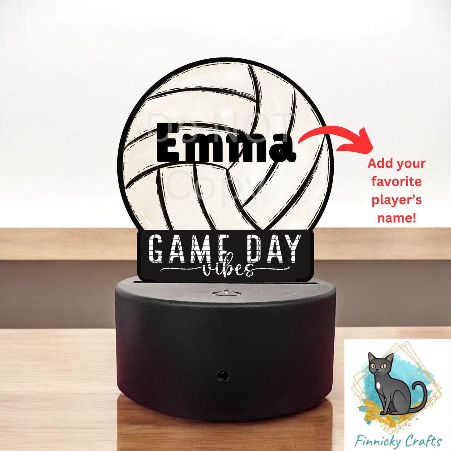 Volleyball - Customizable - Sublimation Designs - Acrylic Light Base - Sports Decor - Game Day Vibes - Night Light