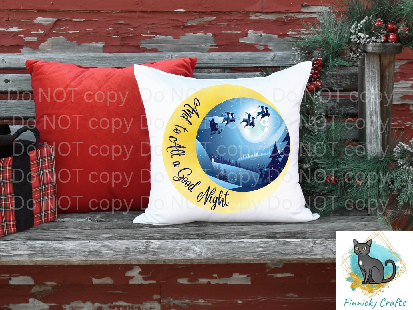 And to all a good night, Round Christmas Sign PNG, Digital Download for Sublimation, Door Hanger, Earrings, Ornament, Badge Reel, Keyring