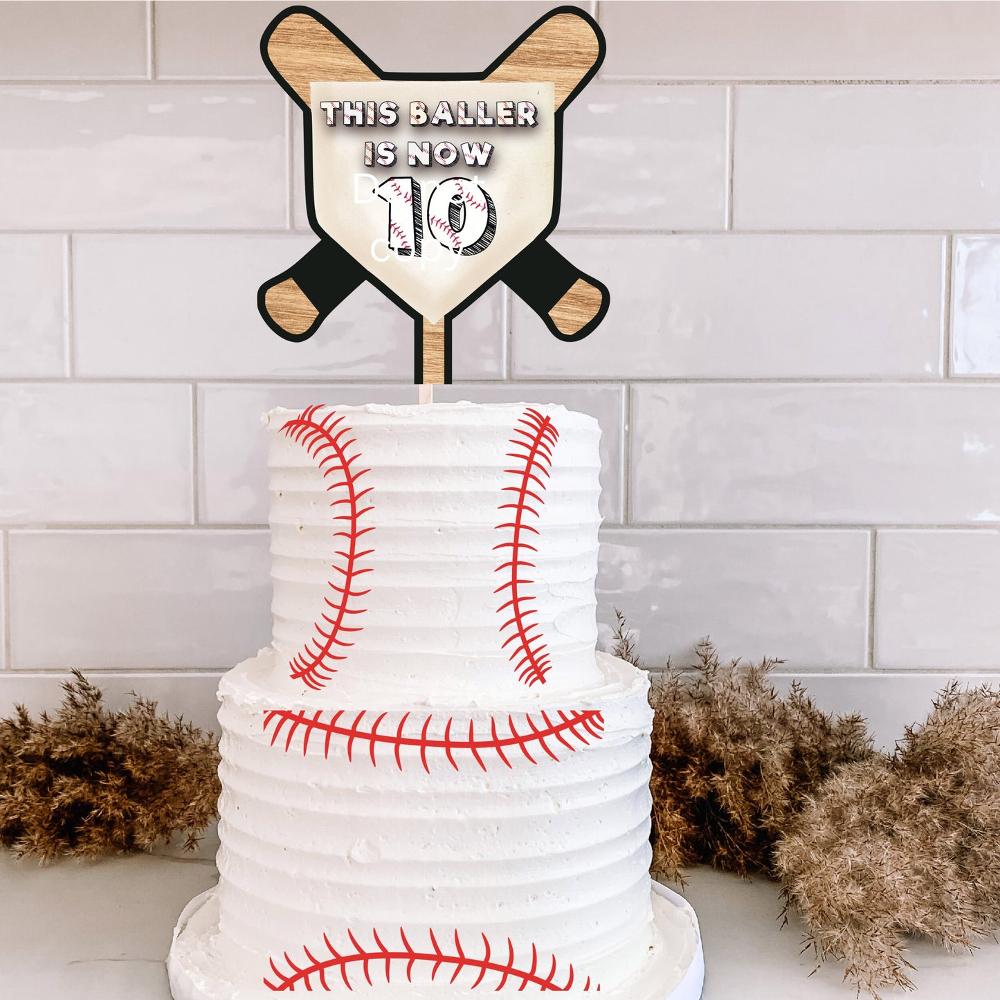 Birthday Baseball Cake Topper Bundle Sublimation Design, Customizable Cake Topper, Add Age, Includes blank base & numbers 0-9