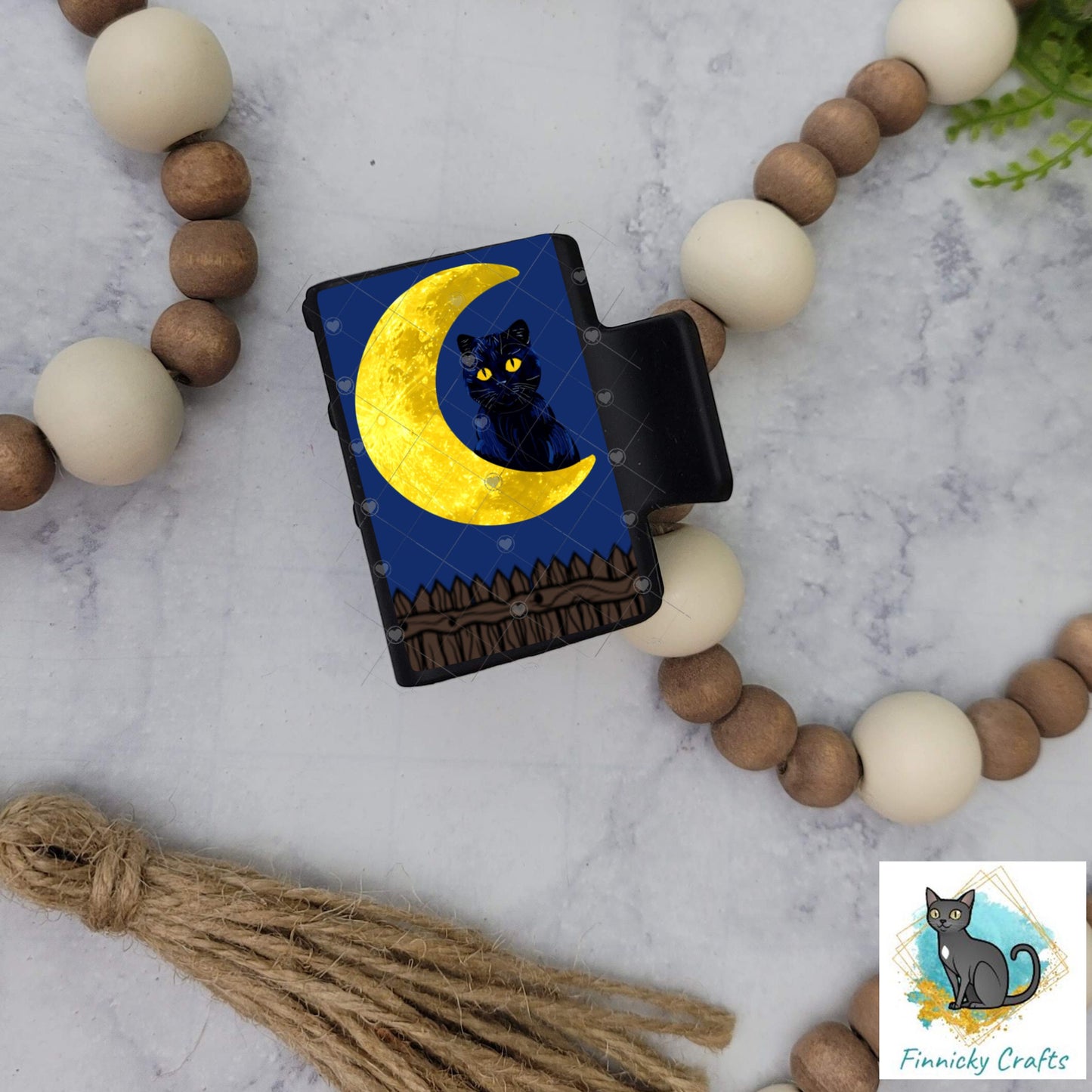 Moon Cat, Large hair clip, Large Hair Claw Png, Small Hair Claw Design, Sublimation Design, Digital Download